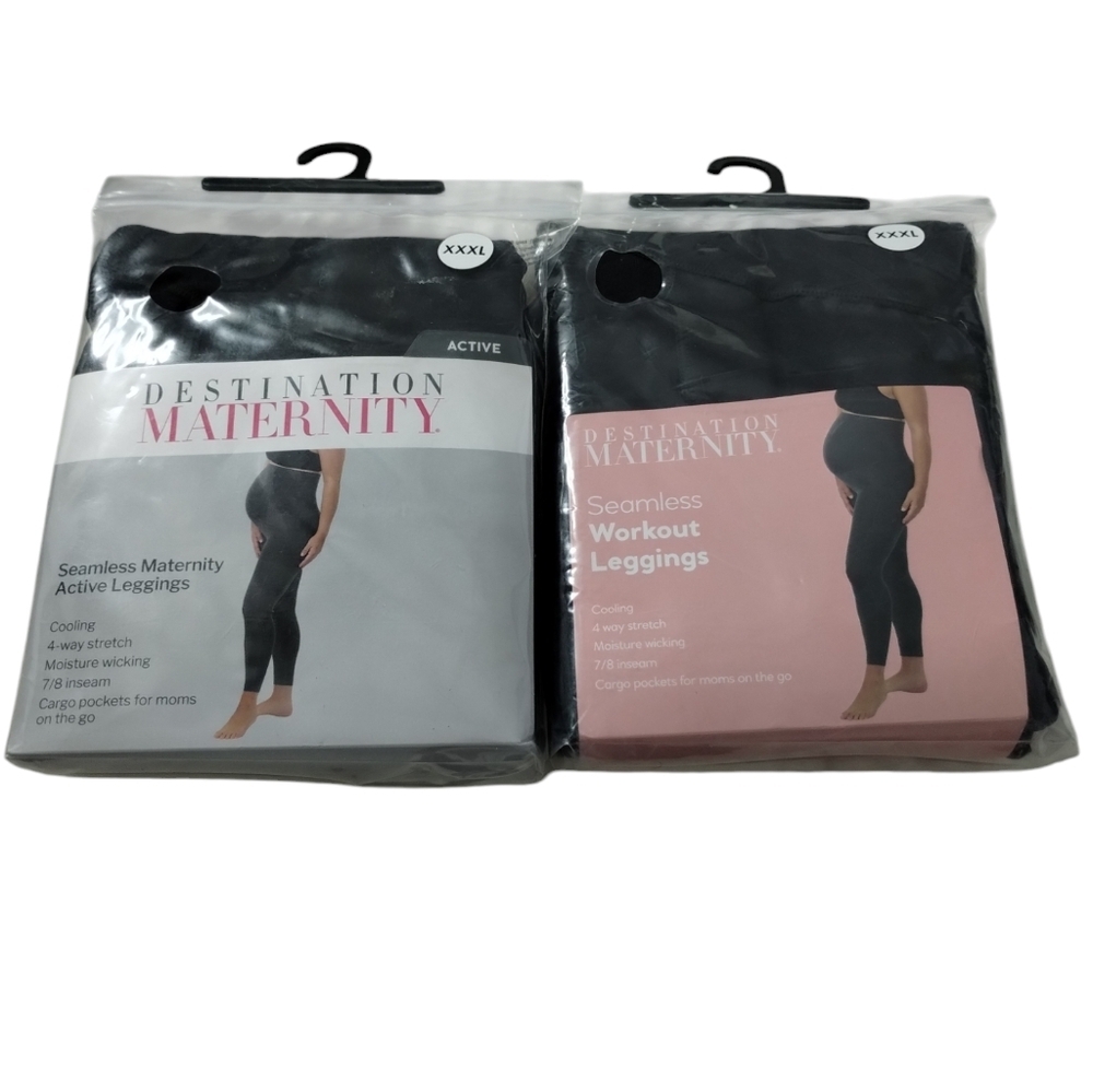 2 Destination Maternity Seamless Maternity Active‎ Black Leggings Comfort…